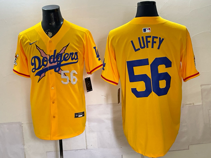 men Los Angeles Dodgers #56 Luffy yellow Game 2026 Nike MLB Jersey 0716007